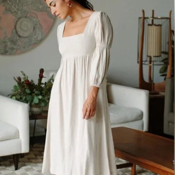 Rachel Pally Linen Blend Beige Doreen Dress Medium - Picture 1 of 5